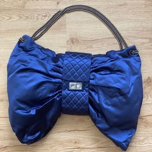 Chanel Large blue satin bow bag